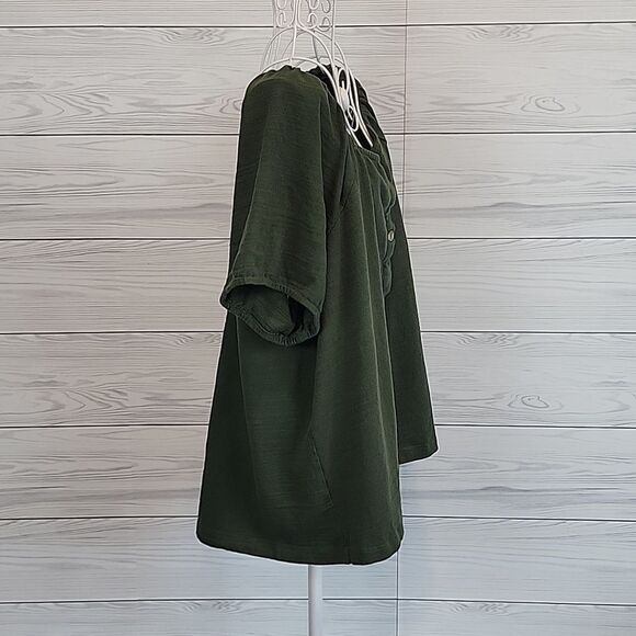 Lane Bryant square neck button-down knit top - green Women's Size 26/28 - Picture 5 of 10